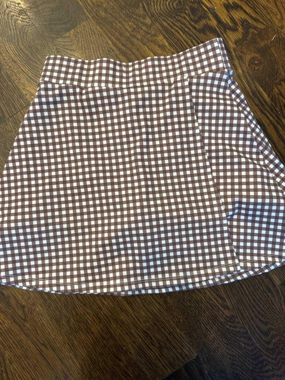 TALULAH Brown and White Gingham A-Line Skort